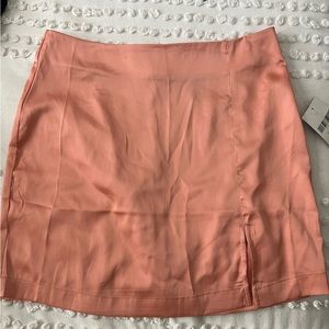 Silky peach mini skirt